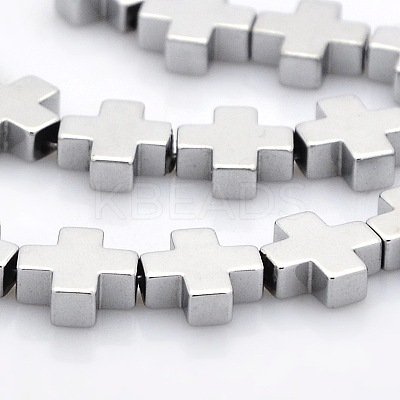 Electroplate Non-magnetic Synthetic Hematite Greek Cross Beads Strands G-P061-33-1