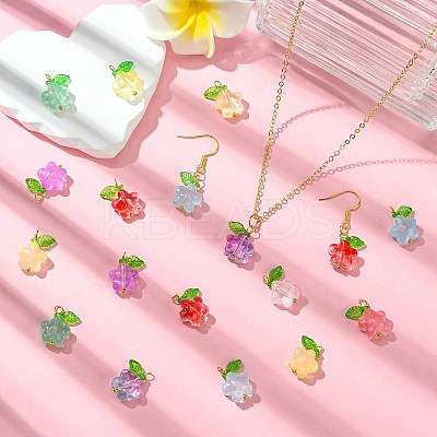 90Pcs 9 Colors Glass Pendants PALLOY-CJ00057-1
