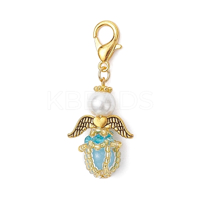 Luminous Acrylic & Handmade Glass Seed Beaded Pendants Decorations HJEW-MZ00379-05-1