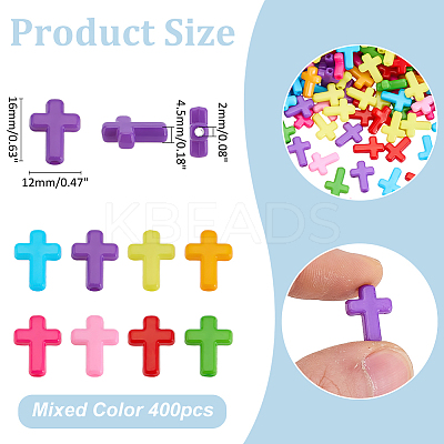 400Pcs Opaque Acrylic Beads SACR-ME0001-01-1