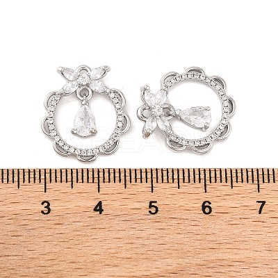 Brass Micro Pave Clear Cubic Zirconia Pendants KK-S389-08P-1