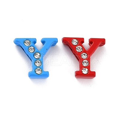Spray Painted Zinc Alloy Slide Charms ALRI-WH0005-13Y-1