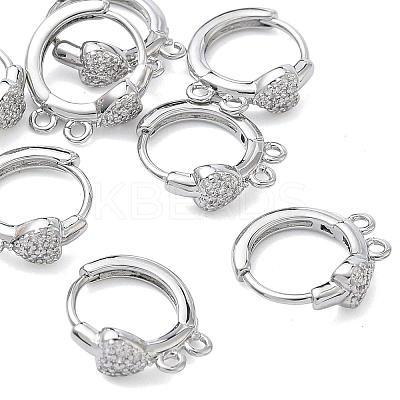 SHEGRACE Brass Micro Pave Clear Cubic Zirconia Hoop Earrings Findings XGR0153P-92P-1