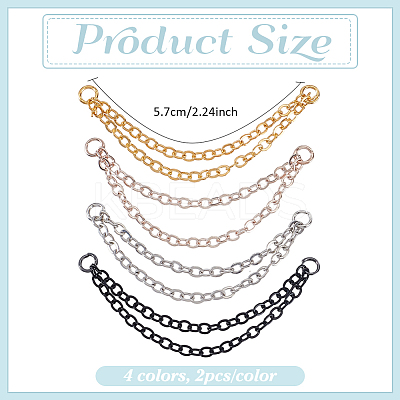 8Pcs 4 Colors Stainless Steel Cartilage Earrings with Double Dangle Chains AJEW-ME0001-50-1