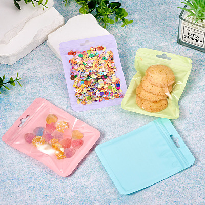 25Pcs 5 Colors Rectangle Plastic Yin-Yang Resealable Packaging Bags ABAG-TA0001-27A-1
