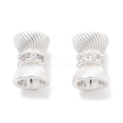 Brass Micro Pave Cubic Zirconia Beads KK-B134-35S-1