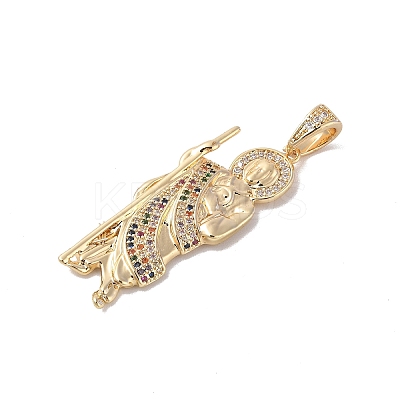 Brass Clear Cubic Zirconia Pendants KK-Z050-03G-07-1