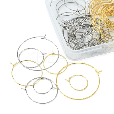 64Pcs 8 Style 316 Surgical Stainless Steel Hoop Earring Findings STAS-FS0001-33-1