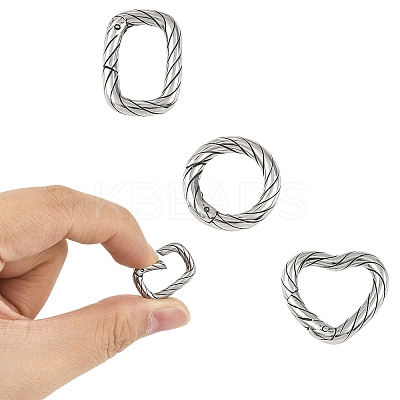 3Pcs 3 Styles 316 Stainless Steel Spring Gate Rings STAS-CJ0003-67-1