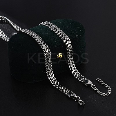 304 Stainless Steel Wheat Chain Necklaces for Women NJEW-U019-01P-1