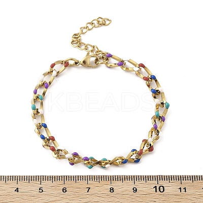 304 Stainless Steel Twisted Curb Chain Bracelets for Women BJEW-F488-10G-1