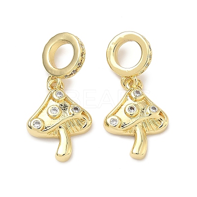 Brass Micro Pave Clear Cubic Zirconia European Dangle Charms KK-P345-36G-1