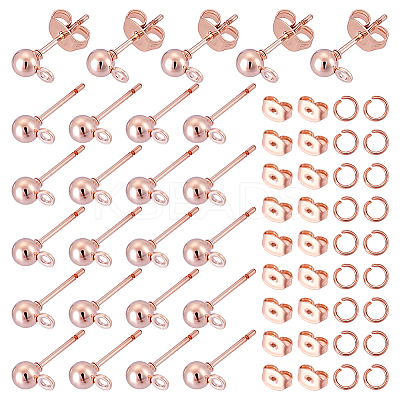 100Pcs Iron Ball Stud Earring Findings KK-UN0001-34-1