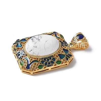 Natural Howlite Rectangle Pendants KK-K399-18A-02-1