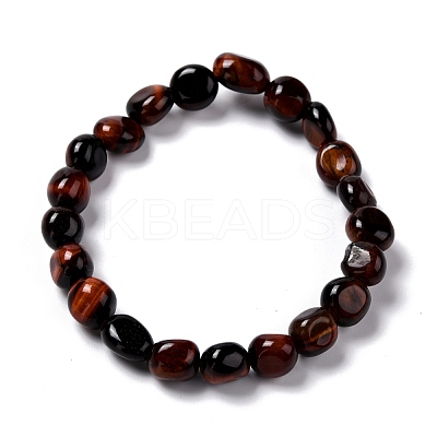 Natural Tiger Eye Beaded Stretch Bracelets BJEW-F414-02B-05-1