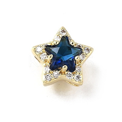Brass Micro Pave Cubic Zirconia Beads KK-D379-01G-1
