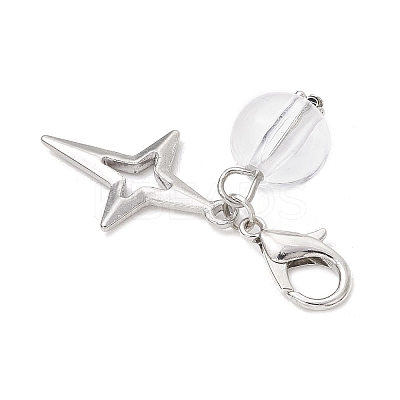 Clear Acrylic & Alloy Star & Moon & Planet Pendant Decorations HJEW-JM03051-1