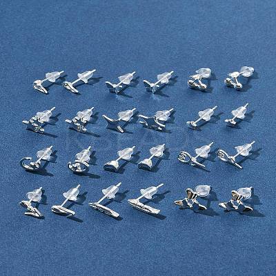 2 Pairs Alloy Stud Earrings for Women EJEW-FS0001-27G-1