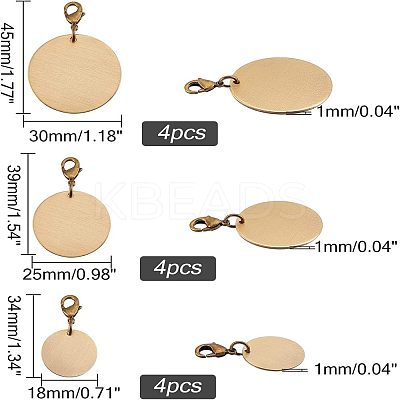 12Pcs 3 Style Brass Pendants HJEW-FH0001-11-1