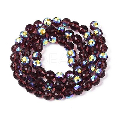 Electroplate Transparent Glass Beads Strands EGLA-N024-01A-C07-1