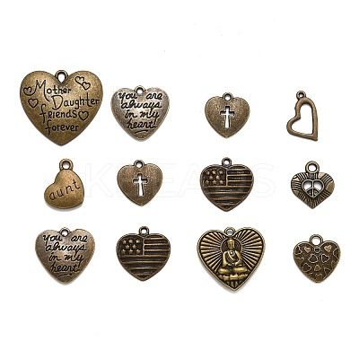 Unique Ideas for Valentines Day Mixed Tibetan Style Alloy Heart Pendants TIBEP-X0004-02-AB-1
