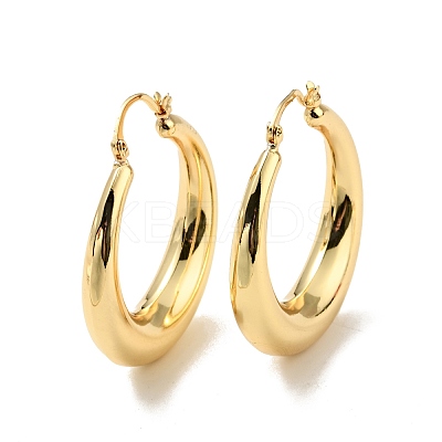 Rack Plating Brass Chunky Hoop Earrings for Women EJEW-G288-35A-G-1