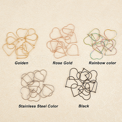 50Pcs 5 Colors PVD Vacuum Plating 304 Stainless Steel Hoop Earring Findings STAS-UN0023-09-1