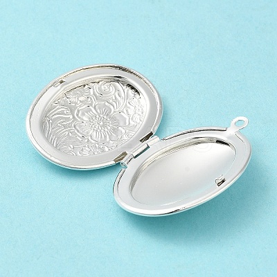 Rack Plating Brass Locket Pendants KK-K277-03S-1