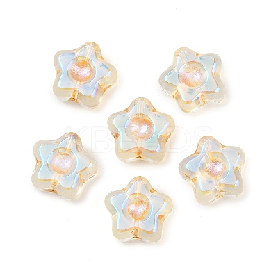 Electroplate and Golden Metal Enlaced Glass Beads EGLA-T029-02M-1