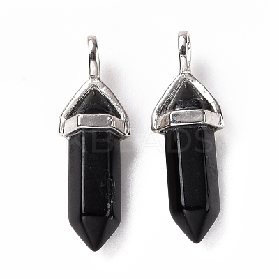 Natural Obsidian Pointed Pendants G-K329-67P-1