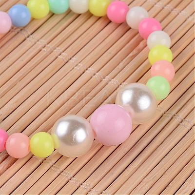 Round Opaque Acrylic Beaded Stretch Kids Bracelets BJEW-JB02306-1