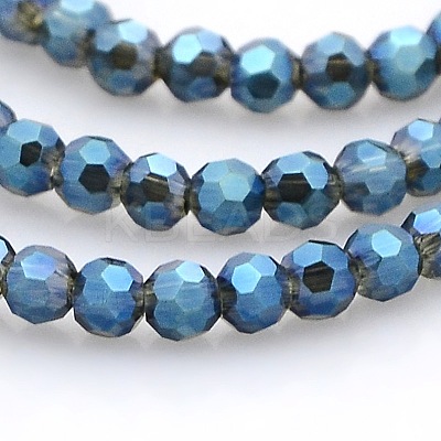 Full Rainbow Plated Glass Faceted(32 Facets) Round Spacer Beads Strands GLAA-A027-3mm-FR01-1