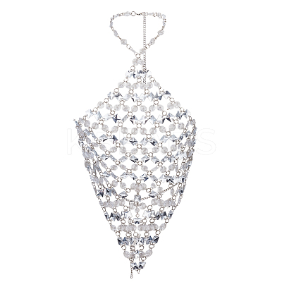 Iron & Clear Acrylic Chest Bikini Body Chains for Sexy Women AJEW-WH0348-730-1