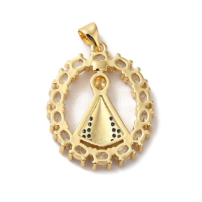 Rack Plating Brass Micro Pave Clear Cubic Zirconia Pendants KK-F853-20G-1