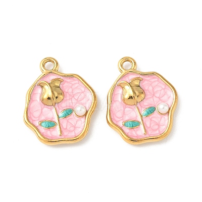 304 Stainless Steel Enamel Pendants STAS-I346-01G-02-1
