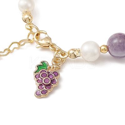 4Pcs 4 Style Grape & Apple & Peach & Starfish Alloy Enamel Charm Bracelets Set BJEW-TA00287-1