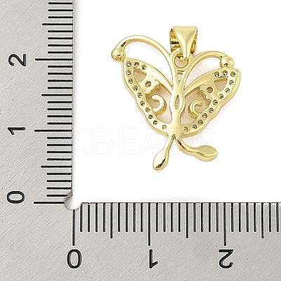 Butterfly Rack Plating Brass Micro Pave Cubic Zirconia Pendants KK-Z074-72G-1