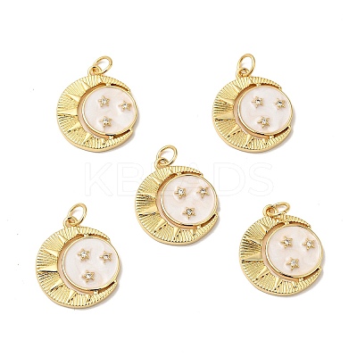 Rack Plating Brass Micro Pave Cubic Zirconia Pendants KK-H431-34G-1