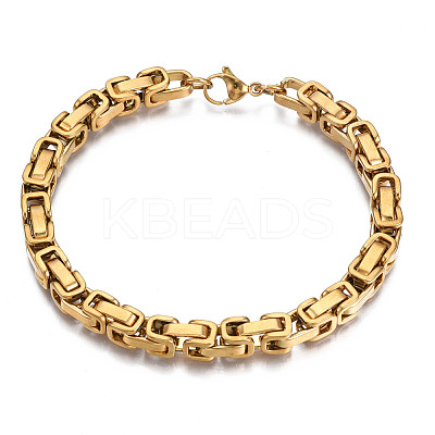 Ion Plating(IP) 201 Stainless Steel Byzantine Chain Bracelets BJEW-S057-89A-01-1