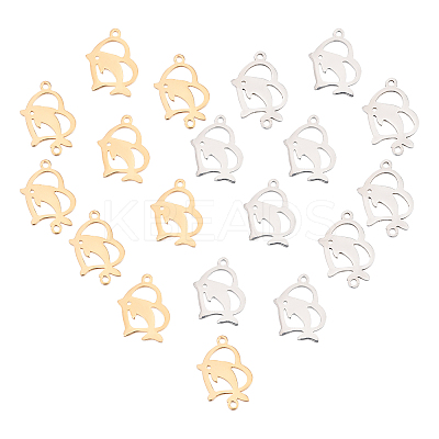 24Pcs 4 Style 201 Stainless Steel Hollow Pendants STAS-UN0029-99-1