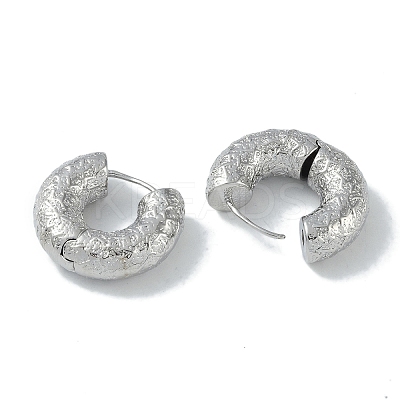 Texture Rings Brass Hoop Earrings for Women EJEW-H006-06A-P-1