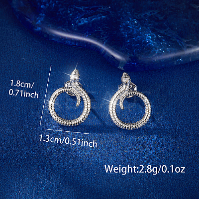 Anti-Tarnish Snake Shape Rhodium Plated 925 Sterling Silver Stud Earring ZD1642-1-1