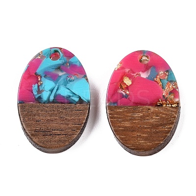 Transparent Resin and Walnut Wood Pendants RESI-T057-04K-1