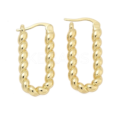 Brass Twist Rectangle Hoop Earrings for Women EJEW-L297-01B-G-1