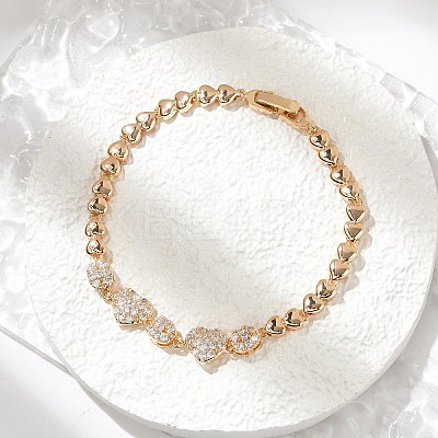 Brass Micro Pave Cubic Zirconia Link Chain Bracelets KK-R217-38G-1