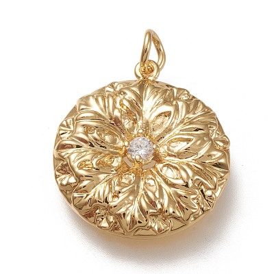 Brass Micro Pave Clear Cubic  Zirconia Pendants ZIRC-L099-031G-1