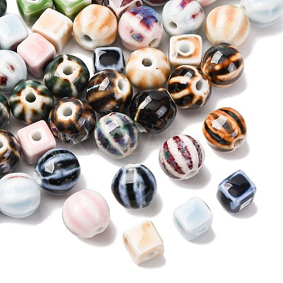 56Pcs 14 Styles Handmade Porcelain Beads PORC-FS0001-30-1