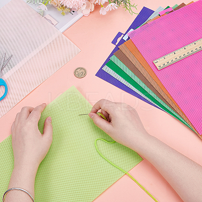 10Pcs 10 Colors Plastic Canvas Sheets for Embroidery DIY-AR0004-72-1