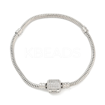 Brass Micro Pave Clear Cubic Zirconia Link Bracelets BJEW-S158-15P-1