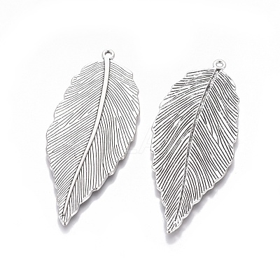 Tibetan Style Alloy Leaf Large Pendants LS-TIBEP-S607-AS-LF-1